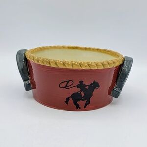 Sonoma Home Happy Trails Cowboy Bowl 5.5"x2.6" Lasso Horse Red Western Decor